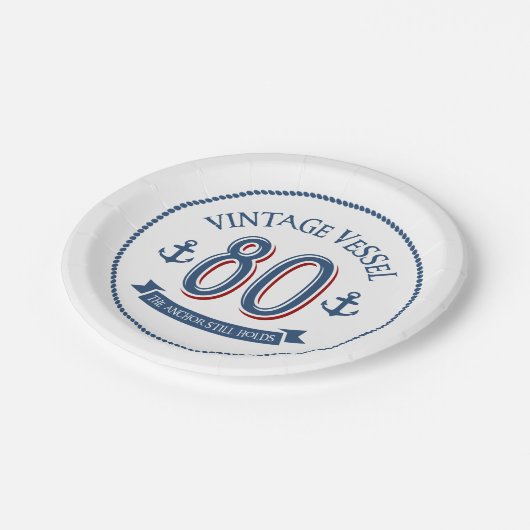 Nautical 80th Birthday Paper Bord (Gekanteld)