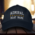 Nautical Admiral Uw Bootnaam Blauw Pet<br><div class="desc">Nautical Blue Admiral Uw bootnaam Gepersonaliseerd honkbal Pet</div>