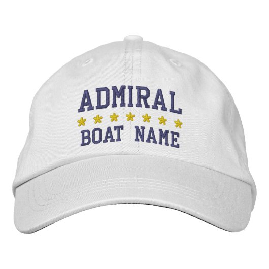 Nautical Admiral Uw Bootnaam Wit Pet (Voorkant)