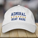 Nautical Admiral Uw Bootnaam Wit Pet<br><div class="desc">Nautical Admiral Uw Bootnaam Gepersonaliseerd Honkbal Pet Wit</div>