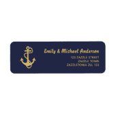 Nautical Adresetiketten Gold Anchor Blue Etiket (Voorkant)