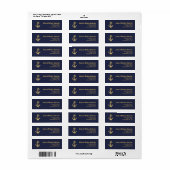 Nautical Adresetiketten Gold Anchor Blue Etiket (Full Sheet)