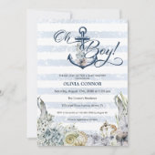 Nautical Adventure Anchor Oh Boy Boho Baby shower Kaart (Voorkant)