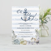 Nautical Adventure Anchor Oh Boy Boho Baby shower Kaart (Staand voorkant)