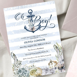 Nautical Adventure Anchor Oh Boy Boho Baby shower Kaart