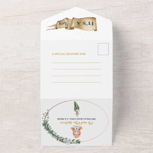 Nautical Adventure Baby shower All In One Uitnodiging (Buitenkant)