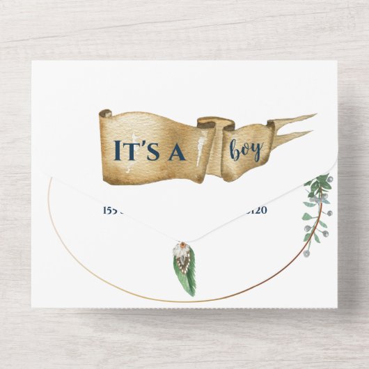 Nautical Adventure Baby shower All In One Uitnodiging (Achterkant)