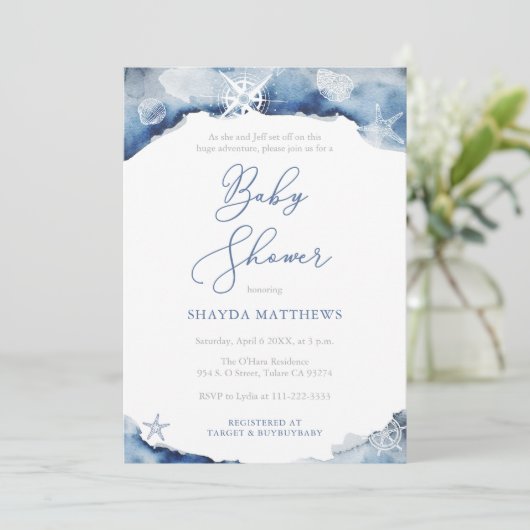 Nautical Adventure Ocean Baby shower for Boy Kaart (Staand voorkant)