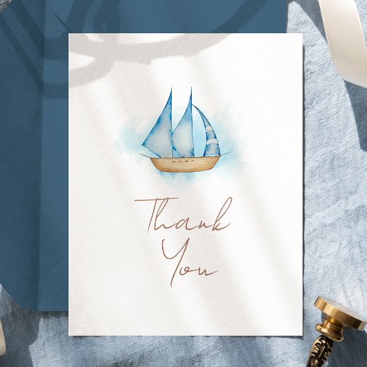 Nautical Adventure White Baby shower Bedankkaart