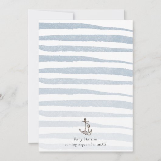 Nautical Adventure White Baby shower Kaart (Achterkant)