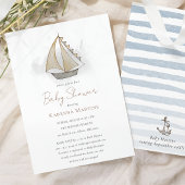 Nautical Adventure White Baby shower Kaart