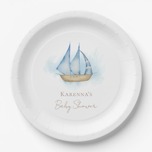 Nautical Adventure White Baby shower Paper Bord (Voorkant)