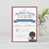 Nautical African American Baby shower Invitation Kaart (Staand voorkant)