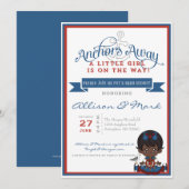 Nautical African American Baby shower Invitation Kaart (Voorkant / Achterkant)