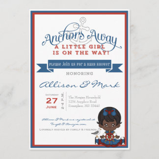 Nautical African American Baby shower Invitation Kaart