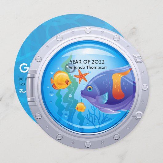 Nautical Afstuderen Invitation Kaart (Voorkant / Achterkant)