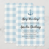 Nautical Ahoy Baby Boy Baby Shower Kaart (Voorkant / Achterkant)