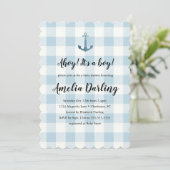 Nautical Ahoy Baby Boy Baby Shower Kaart (Staand voorkant)