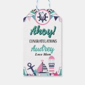 Nautical Ahoy Baby Shower Cadeaulabel (Achterkant)