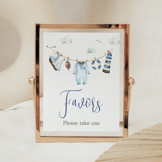 Nautical Ahoy Baby shower Favors Poster