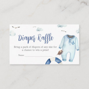 Nautical Ahoy Baby shower Luier Raffle Informatiekaartje
