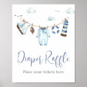 Nautical Ahoy Baby shower Luier Raffle Poster (Voorkant)