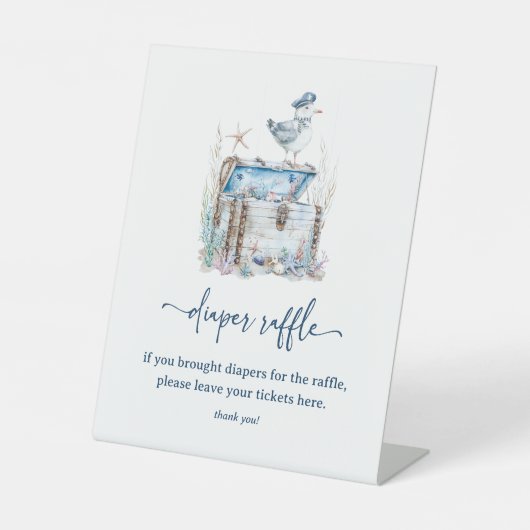 Nautical Ahoy Baby shower Luier Raffle Reclamebord Met Voetstuk (Voorkant)