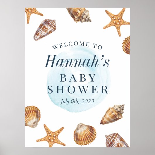 Nautical Ahoy Baby shower Welkomstbord Poster (Voorkant)