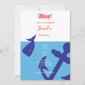 Nautical "Ahoy" Birthday Uitnodiging (Voorkant)