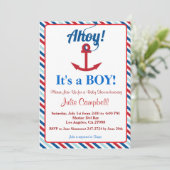Nautical Ahoy Boy Baby shower Kaart (Staand voorkant)
