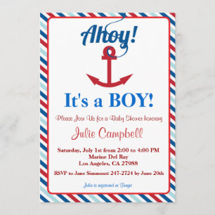 Nautical Ahoy Boy Baby shower Kaart