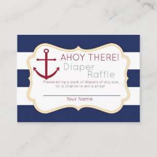 Nautical Ahoy Daar diaper Raffle Ticket Informatiekaartje