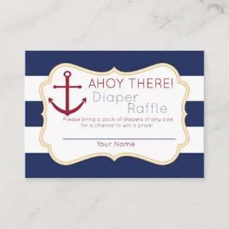 Nautical Ahoy Daar diaper Raffle Ticket Informatiekaartje