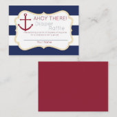 Nautical Ahoy Daar diaper Raffle Ticket Informatiekaartje (Voorkant / Achterkant)