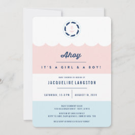 Nautical Ahoy Girl Boy Twins Baby shower nodigt ui Kaart