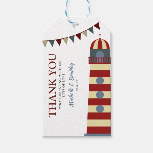 Nautical Ahoy! Het Baby shower van een jongen beda Cadeaulabel (Voorkant)