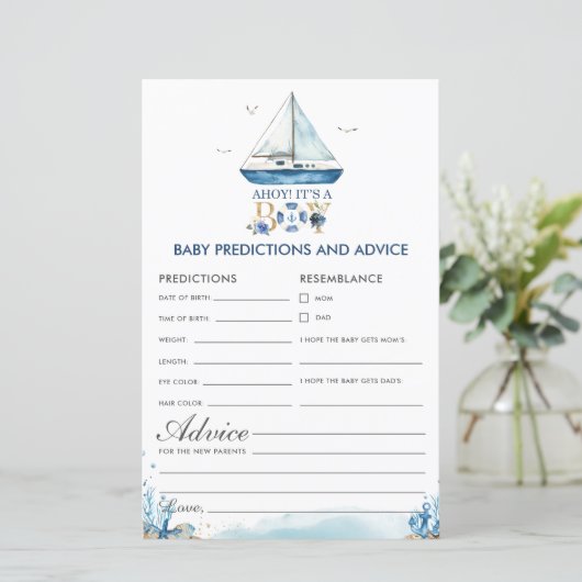 Nautical Ahoy Het is een Baby Predictions Advice (Staand voorkant)