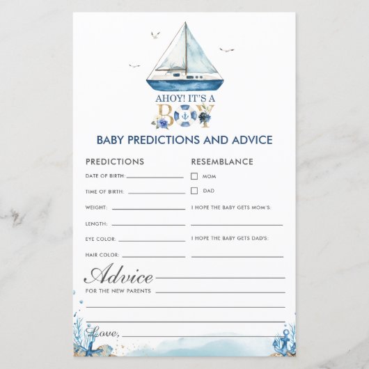 Nautical Ahoy Het is een Baby Predictions Advice (Voorkant)