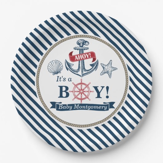 Nautical Ahoy Het is een Baby shower Bord (Voorkant)