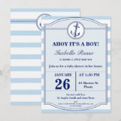 Nautical Ahoy Het is een Baby shower-uitnodiging Kaart (Voorkant / Achterkant)