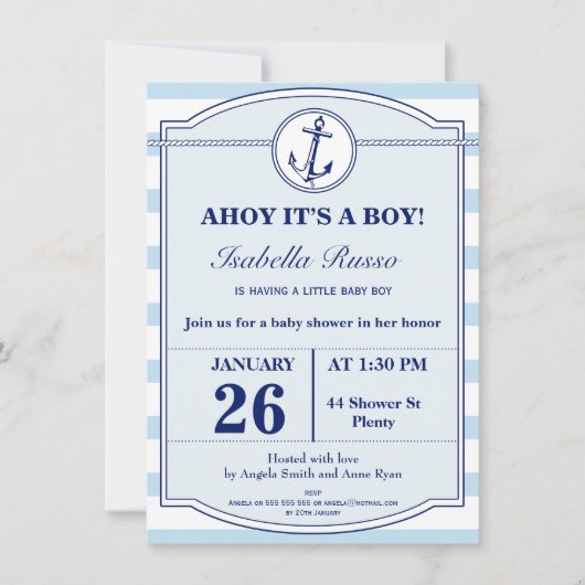 Nautical Ahoy Het is een Baby shower-uitnodiging Kaart (Voorkant)