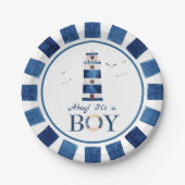 Nautical Ahoy! Het is een Baby shower van de Jonge Papieren Bordje (Voorkant)