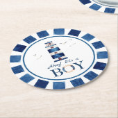 Nautical Ahoy! Het is een Baby shower van de Jonge Ronde Kartonnen Onderzetter (Gebogen)