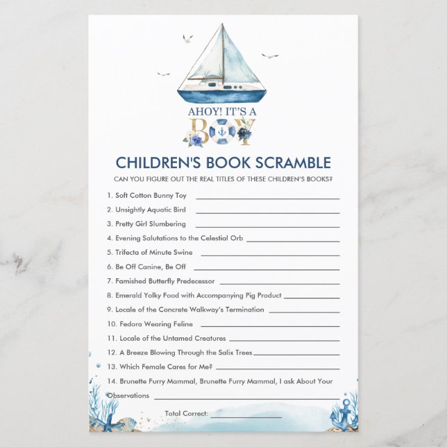 Nautical Ahoy Het is een Boek van een jongen Kinde (Voorkant)