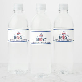 Nautical Ahoy Het is een Boy Anker Baby shower Waterfles Etiket