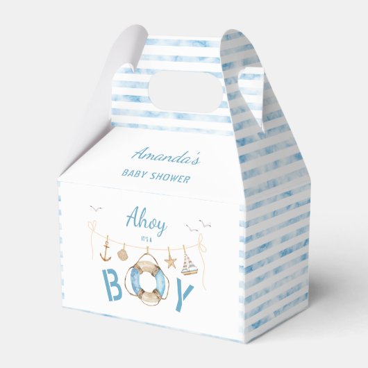 Nautical Ahoy Het is een Boy Baby shower Bedankdoosjes (Achterkant)