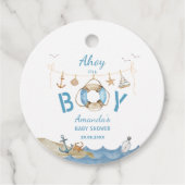 Nautical Ahoy Het is een Boy Baby shower Bedankjes Labels (Voorkant)