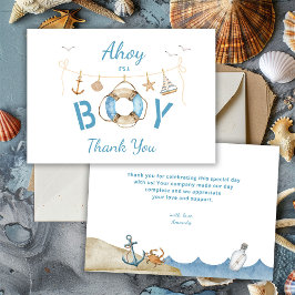 Nautical Ahoy Het is een Boy Baby shower Bedankkaart