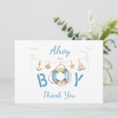 Nautical Ahoy Het is een Boy Baby shower Bedankkaart (Staand voorkant)