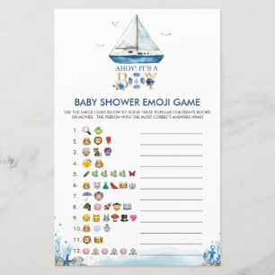 Nautical Ahoy Het is een Boy Baby shower Emoji Gam